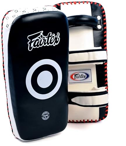 Fairtex kplc Curved Kick Pads Boxen Muay Thai Boxing Pads MMA K1 Training Focus Pad Punch Verkauft Ein Paar, Black-White KPLC2