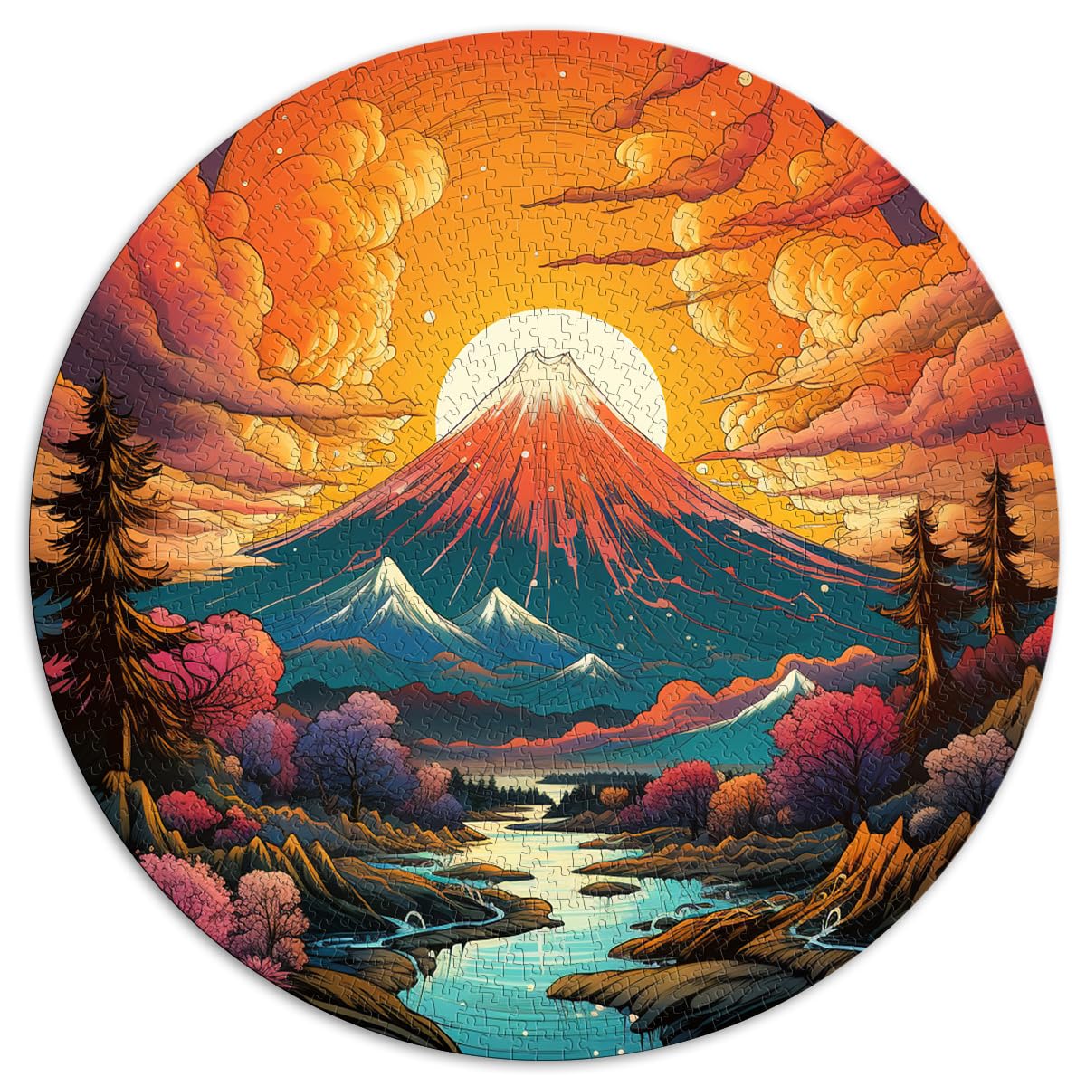 Puzzles für Japan Mount Fuji Asien 1000 Teile Puzzles Erwachsene Puzzles Geschenke 26,5x26,5 Zoll Denksportaufgaben für anspruchsvolle Puzzles für