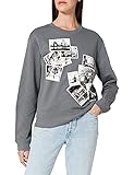 Love Moschino Damen Round Neck Long Sleeved 100% Cotton fleecewith Romantic Black and White Photos Print Sweatshirt, Dark Gray, 38