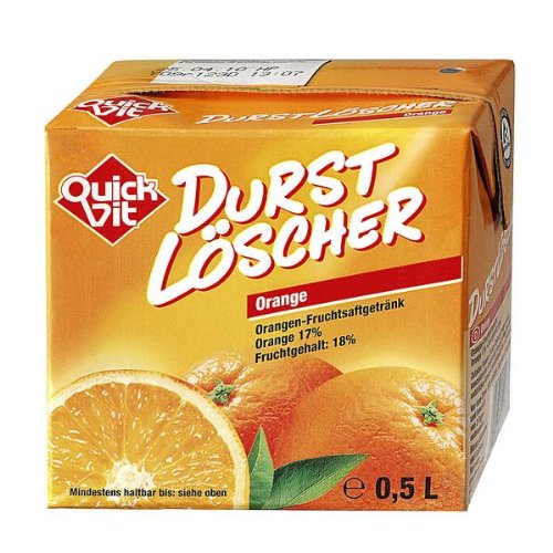 24 Packungen a 500ml Durstlöscher Quickfit Orange mit Strohhalm Fruchtsaftgetränk