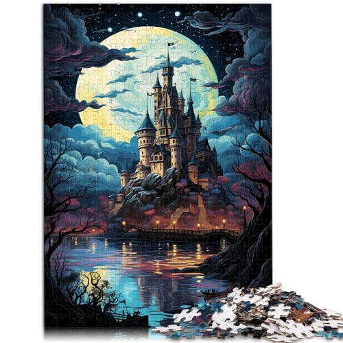 Puzzle, farbenfrohes, psychedelisches, dunkles Nachtschloss, 1000-teiliges Puzzle für Erwachsene, Holzpuzzle zum Stressabbau, Urlaub zu Hause, Zeit totschlagen, 1000 Teile (50 x 75 cm)