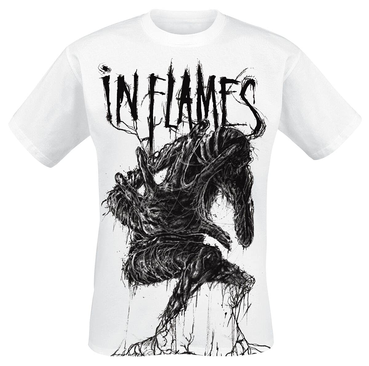 In Flames Big Creature Männer T-Shirt weiß XXL 100% Baumwolle Band-Merch, Bands