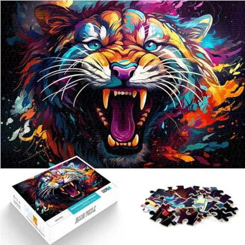 Puzzle für Fantasy-Tiger-Malerei, 500-teiliges Holzpuzzle, Familienspiel zum Stressabbau, schwieriges Herausforderungspuzzle, 500 Teile (38 x 52 cm)