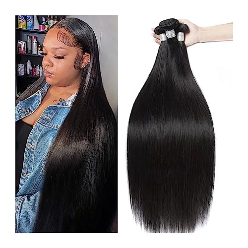 Human Hair Bundles 12A Echthaar, gerade Bündel, unbehandeltes, unverarbeitetes Echthaar, Haarverlängerungen for Frauen, echte natürliche schwarze Haarverlängerungen, gerade Bündel human hair weave (S