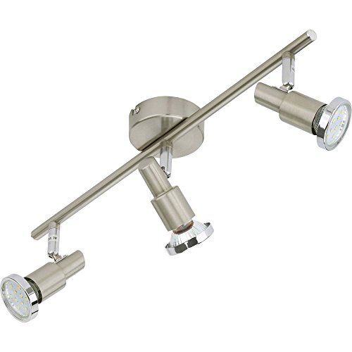 Briloner Leuchten - LED Deckenleuchte, 3 dreh- & schwenkbare LED-Spot-Lights, Deckenlampe, Metall, Strahler inkl. Leuchtmittel à 3 W, Länge: 47.5 cm, Matt-Nickel