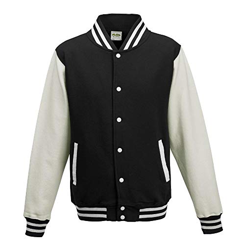 Just Hoods - Unisex College Jacke 'Varsity Jacket' BITTE DIE JH043 BESTELLEN! Gr. - XXL - Jet Black/White