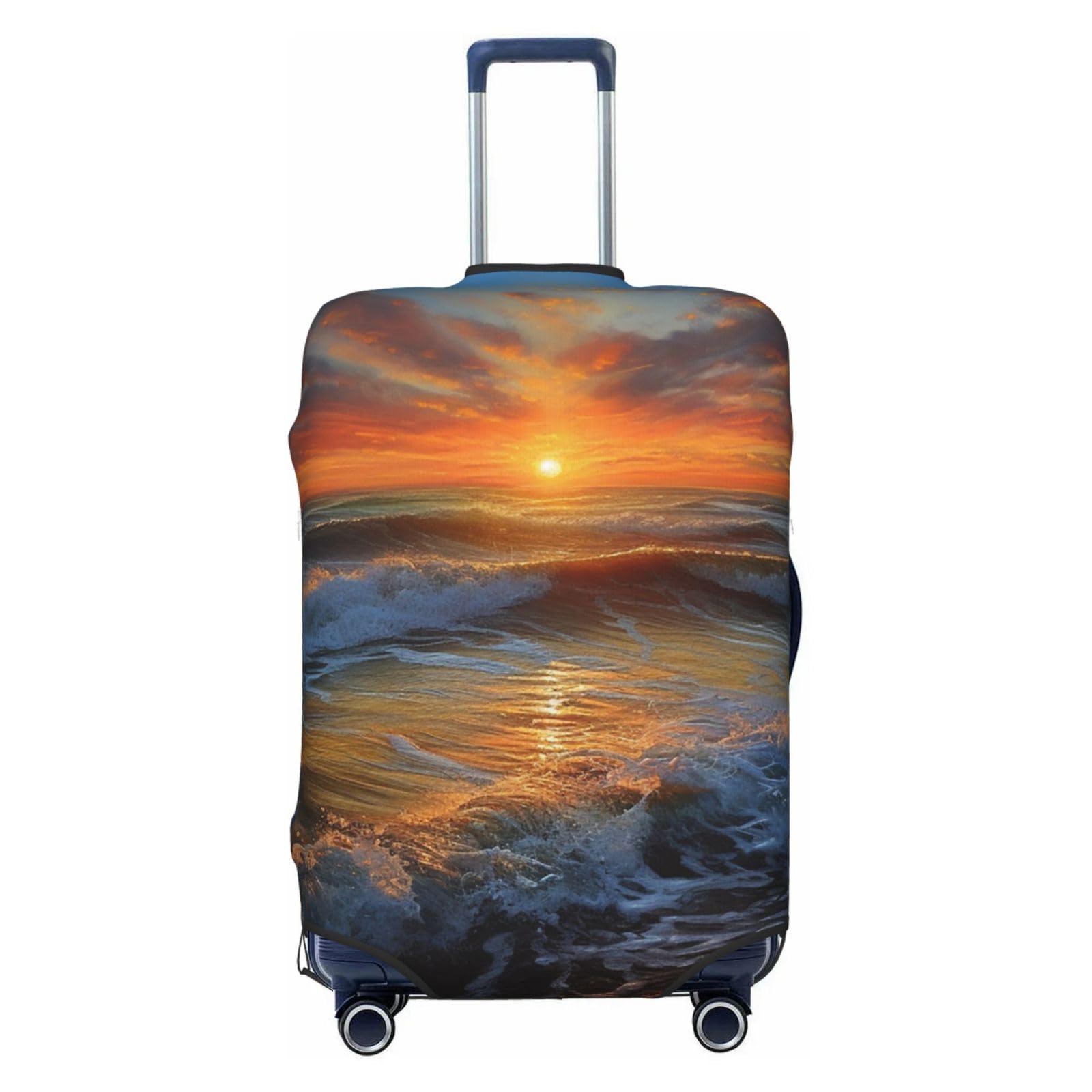 CSGJMYGS Sunset Seascape Gepäckabdeckungen für Koffer, waschbar, modisch, dehnbar, kratzfest, passend für 45,7 - 81,3 cm Gepäck, XL, Schwarz, XL, Schwarz , XL