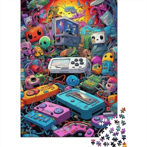 1000 Teile für Erwachsene, schwierige Puzzles, Retro-Gamepad-Holzpuzzle, Puzzles für Erwachsene, interessante Puzzles zur Stressreduzierung 29,53x19,69 Zoll