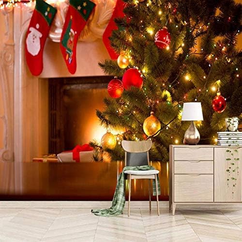 XLMING Glänzende Weihnachtsbaumkunst 3D Tapeten Home Esszimmer Sofa Schlafzimmer Wohnzimmer TV Hintergrund-350cm×256cm