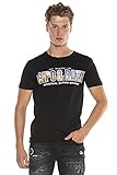 Cipo & Baxx Herren T-Shirt Markenprint Rundhals Kurzarm Shirt CT600 Schwarz L