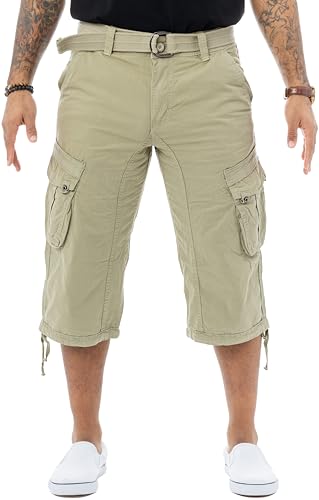 X RAY Herren Taktische Cargo-Shorts mit Gürtel 45,7 cm Schrittlänge unterhalb des Knies Multi Pocket 3/4 Caprihose, stone, 56