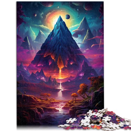 Puzzle für farbenfrohe psychedelische Fantasiepyramide, 1000 extragroße Teile, Holzpuzzle, Spielzeug, Wanddekoration, 1000 Teile (50 x 75 cm)