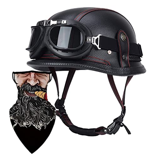 Halbschalenhelm mit DOT/ECE Motorradhelm Motorrad Halbhelme Open Face Helm Jethelm Rollerhelm Motorrad-Halb offener Helm Mopedhelm Cruiser Chopper Helm