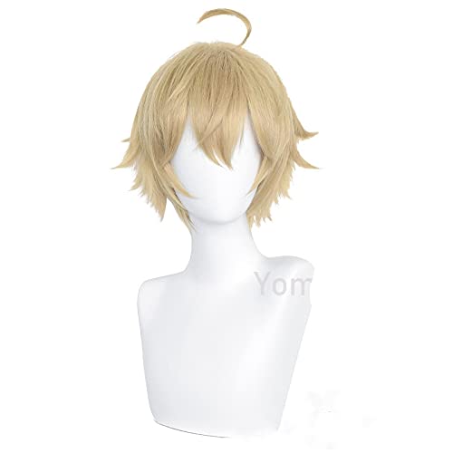 LINLINCD-Wig Anime Cosplay THASMA Cosplay Perücke Spiel Genshin Wirkung THMA Hellbraunes Pferdeschwanzhaar Peluca Anime Halloween Party Karneval Rollenspielperücken