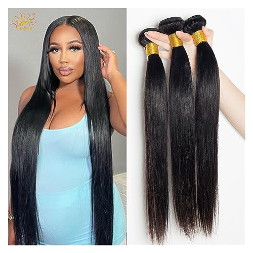 Human Hair Bundles Gerade 1/3/4 Bundles Lange Gerade Haar Bundles Weben for Schwarze Frauen Remy Haar Brasilianische Menschliche Natürliche Haar Extensions human hair weave (Size : Remy Hair, Color