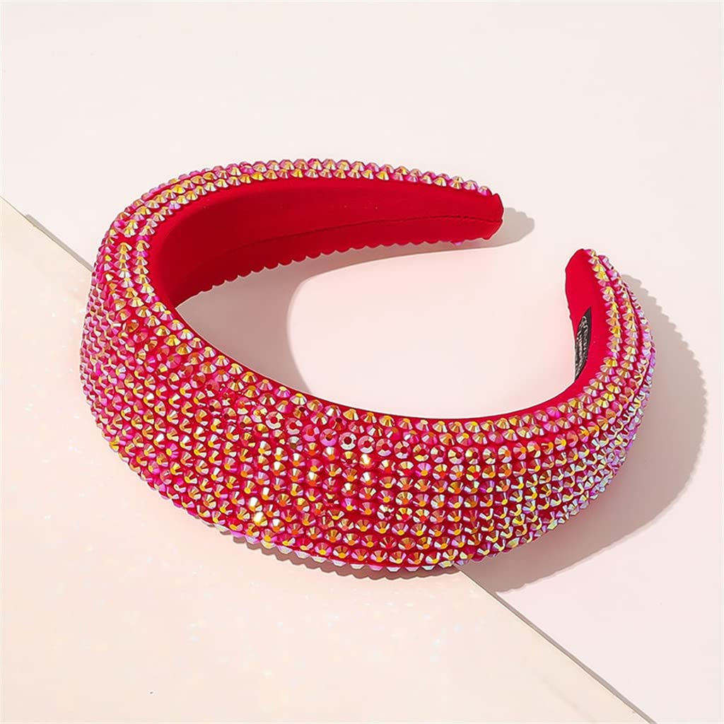 Haare, Kopfband, Glänzender Vollkristall-Kopfreif mit breiter Krempe, Damen-Strass-Stirnband, Schwammspitze, Diamant-Haarschmuck(Red)