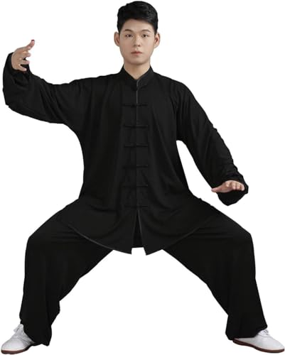 WLLKIY 2KEY Kampfsportbekleidung | Traditionelle chinesische Uniformen für Tai Chi und Wing Chun | Unisex Kostüm aus Milchseide | Leichte Kostüme für Meditation & Qigong,A-XXL