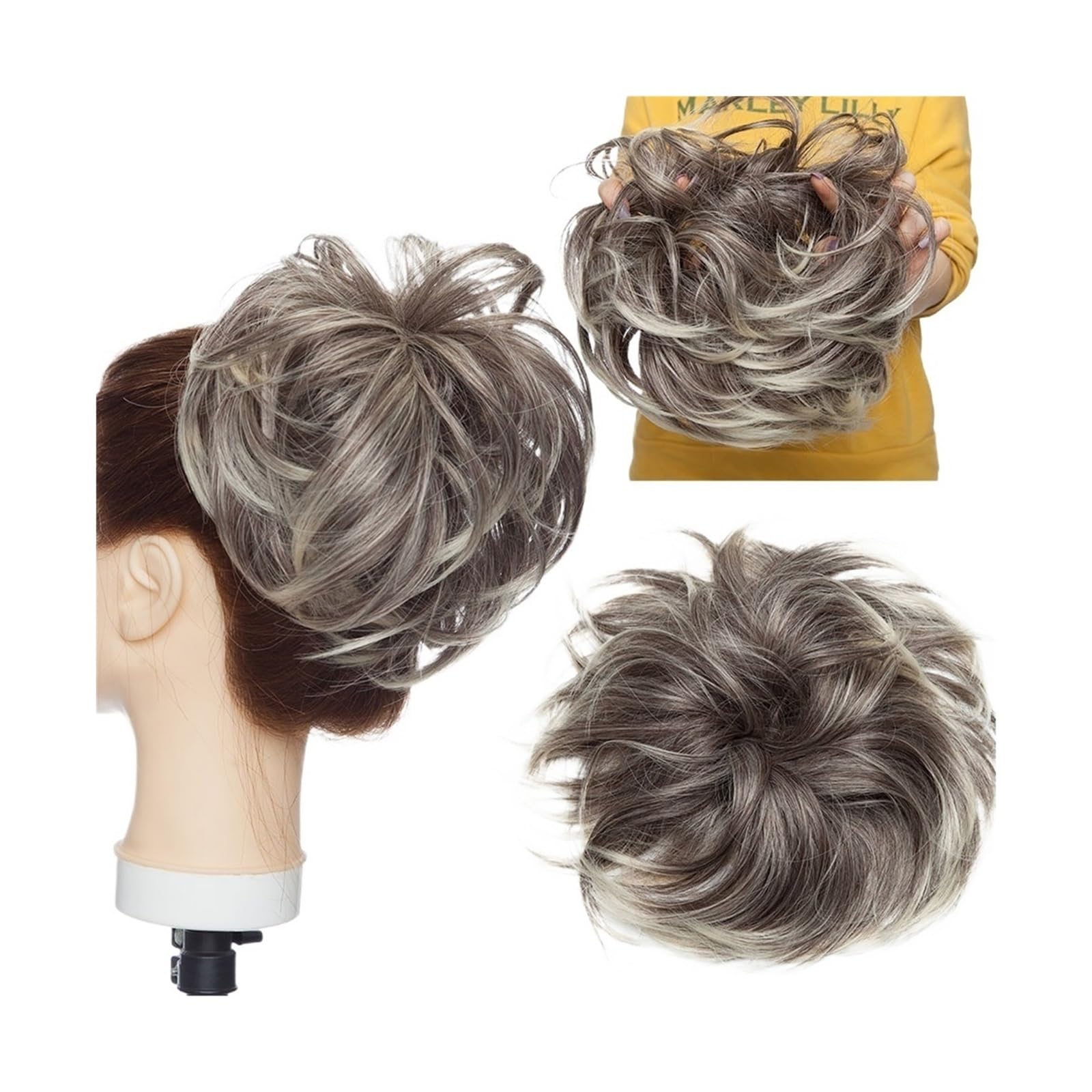 Haarteile Haarknoten Synthetischer, zerzauster Haarknoten, Chignon-Haar, elastisches Band, Messy Bun-Haarteil, kurze Pferdeschwanz-Haarverlängerung for Frauen Brötchen Haare(1840)