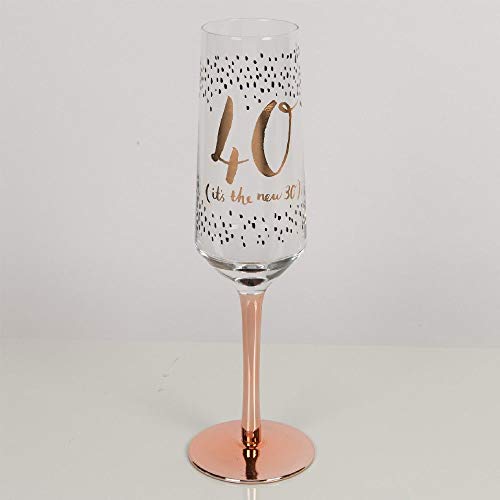 Widdop & Co Luxus Champagnerflöte Proseccoglas mit Stiel aus Rotgold zum 40. Geburtstag