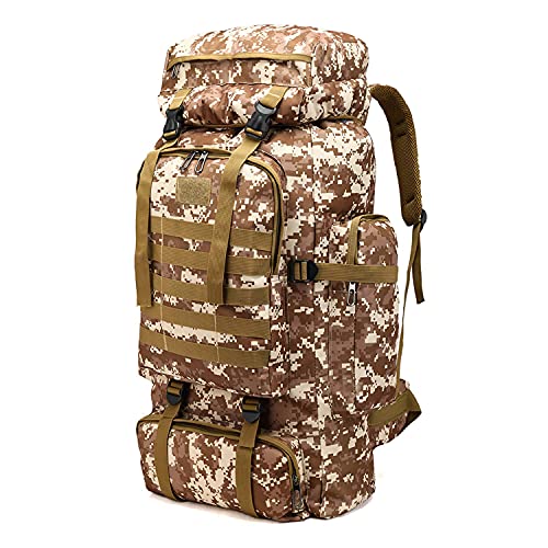 Extra großer Rucksack 80L Outdoor Bergsteigen Rucksack Camouflage Rucksäcke - Wandern Daypacks Outdoor Männer Frauen Militärische Taktische wasserdichte Gepäcktasche Leichte,Desert camouflage