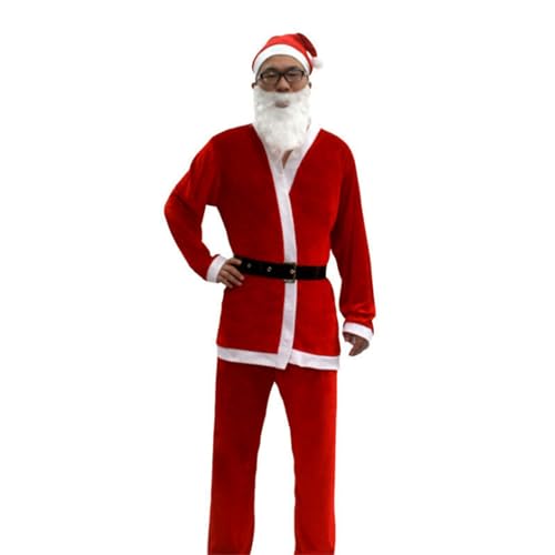 Aurgiarme Weihnachtsmann-Anzug, Weihnachtsmann-Kostüm für Männer und Frauen, Erwachsene, 3/4/5/6/7, Weihnachtsmann-Kostüm, Outfits, lustiger Weihnachtsmann-Bär-Hut, Weihnachtsmann-Anzug