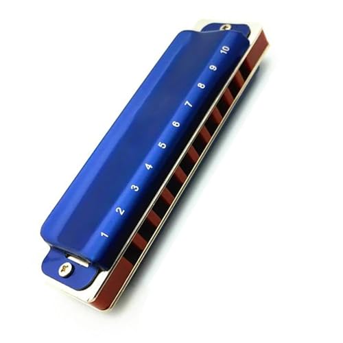 Spielen Sie professionell Mundharmonika Exquisites Blue Shell 10-Loch diatonisches Blues-Mundharmonika-Holzblasinstrument (Color : F)