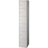 BISLEY Schließfachschrank Office, 1 Abteil, 6 Fächer, T 457 mm, Metall, 696 Verkehrsweiß, 45.7 x 30.5 x 180.2 cm