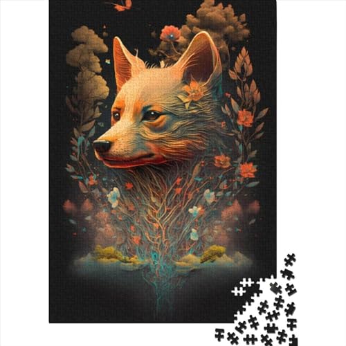 Shiba Inu-Hund Holzpuzzle Puzzles für Erwachsene Teenager 1000 Puzzles für Erwachsene 1000 Teile für anspruchsvolles Puzzlespiel und Familienspiel (Größe: 75 x 50 cm)