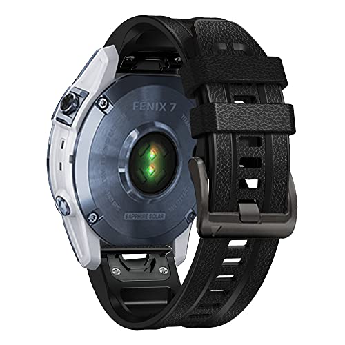 BANDKIT Quickfit-Lederarmband für Garmin Fenix 7X 6X 5X 22 mm, Silikon-Easyfit-Armband für Fenix 7 6 5 955 Epix Watch, 26mm Fenix 5X Plus, Achat