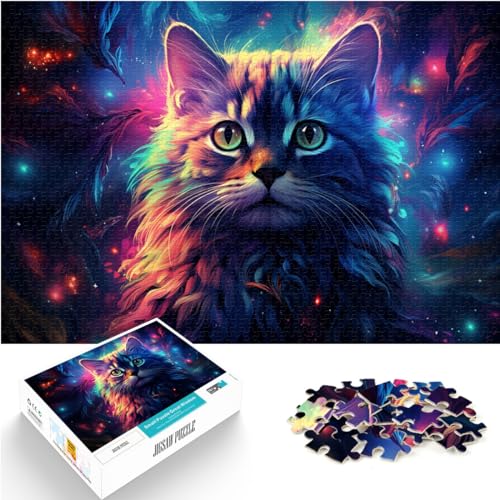 Puzzles, Geschenke, Spielzeuge, Geheimnisvolle Weltraumkatze, 1000-teiliges Puzzle für Erwachsene, anspruchsvolles, unterhaltsames Spiel für die ganze Familie, 1000 Teile (50 x 75 cm)