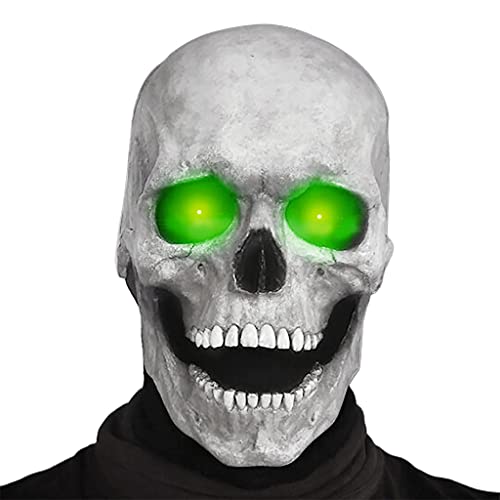 HDKEAN Halloween Full For Head Skull Mask With Moving Jaw Scary Novelty Realistic Latex Skull Mask Adult Skelett Head Full Head Skull Maske/Helmet With Movable Jaw For Men Women