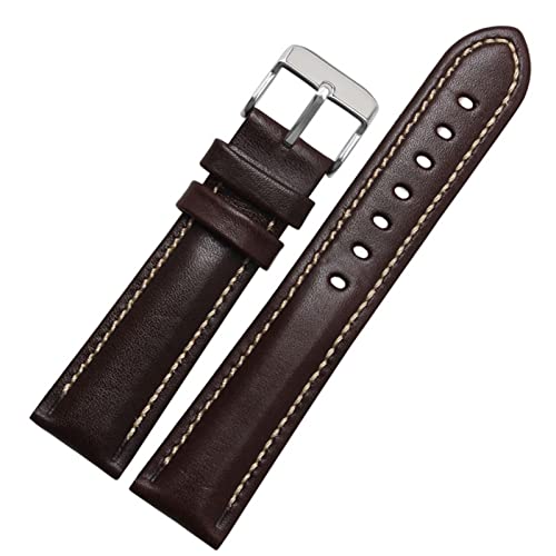 SCRUBY Für klassische Allzweck -Weave -Weave -Band -Modemarkenband 18mm 20mm 21mm 22 mm echtes Leahther Armband(Brown-silver,22mm)