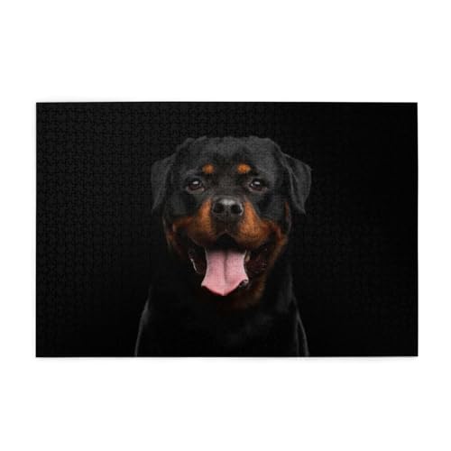 Porträt eines Rottweiler-Hundedrucks, Puzzles 1000 Teile Holzpuzzle Spielzeug Familienspiel Wanddekoration