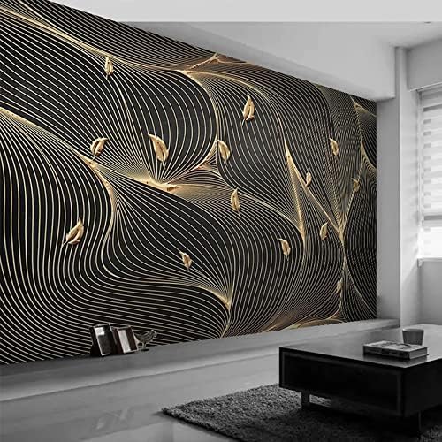 XLMING Abstrakte Linie Geometrisch Blattgold 3D Tapete Home Dekoration Wohnzimmer Sofa Schlafzimmer Tv Hintergrund Wand-350cm×256cm