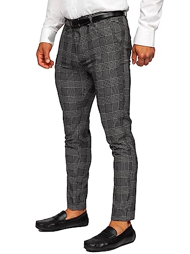 BOLF Herren Chino Hose Stoffhose Anzughose Chinohose Stretch Sommerhose Freizeithose Strandhosen Lang Sommer Klassische Baumwolle Lässige Elegant Business Look Regular Fit 0048 Anthrazit M [6F6]