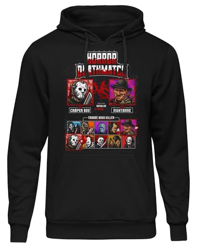 UGLYSHIRT Horror Deathmatch Herren Kapuzenpullover | Halloween Hoodie Jason Nightmare Myers Freddy Clown Pulover | Schwarz (M)