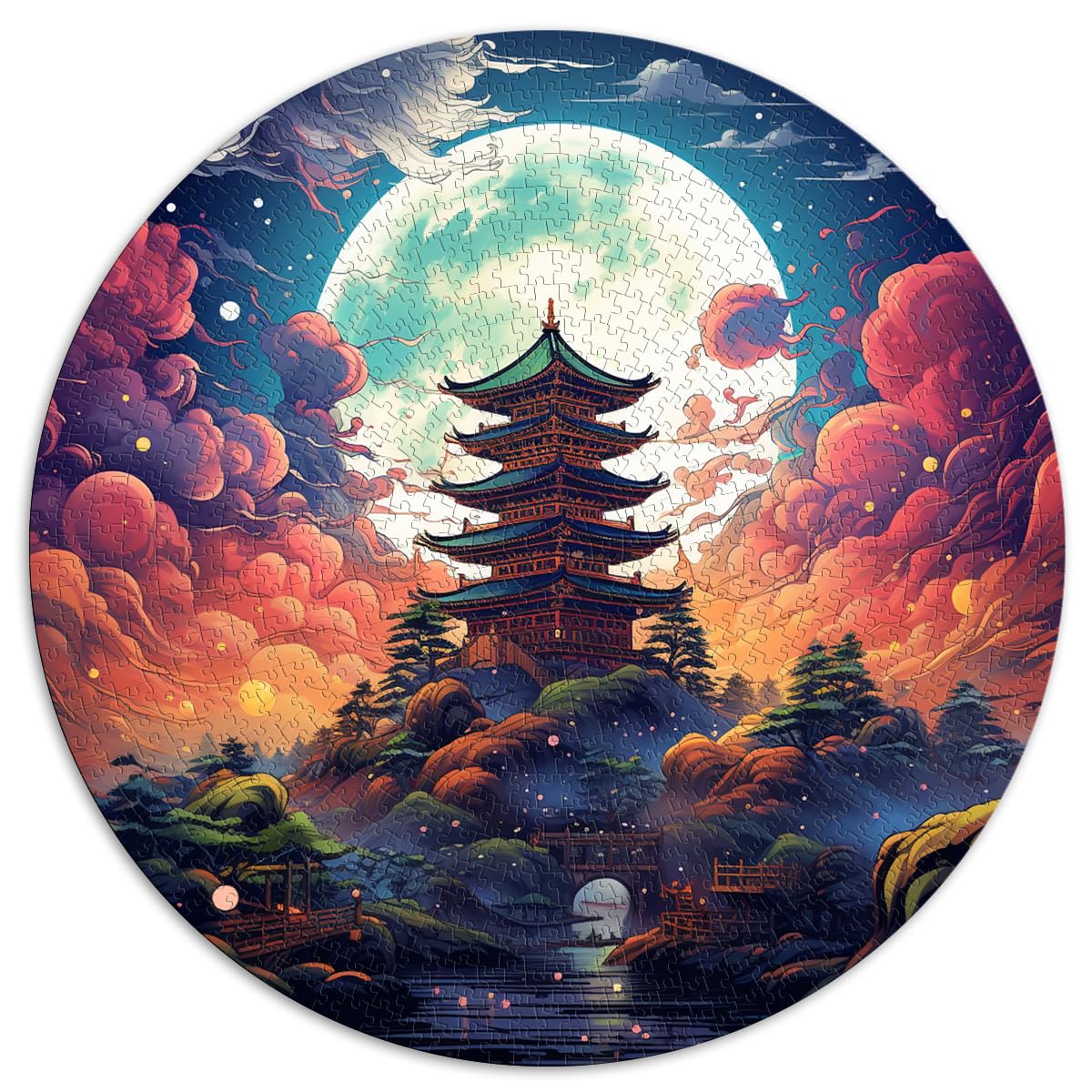 Puzzle Puzzle Fantasy Japan Moon Pago 1000 Puzzles für Erwachsene 26,5x26,5 Zoll Spielspielzeug ganze Familie