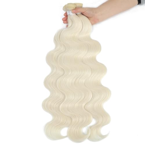 Human Hair Bundles Körperwellen-Bündel, brasilianisches Haar, Weben, weiche, natürliche synthetische Haarverlängerungen, bunte Körperwellen, dickes Haar human hair weave (Size : 1 PC, Color : WHITE_