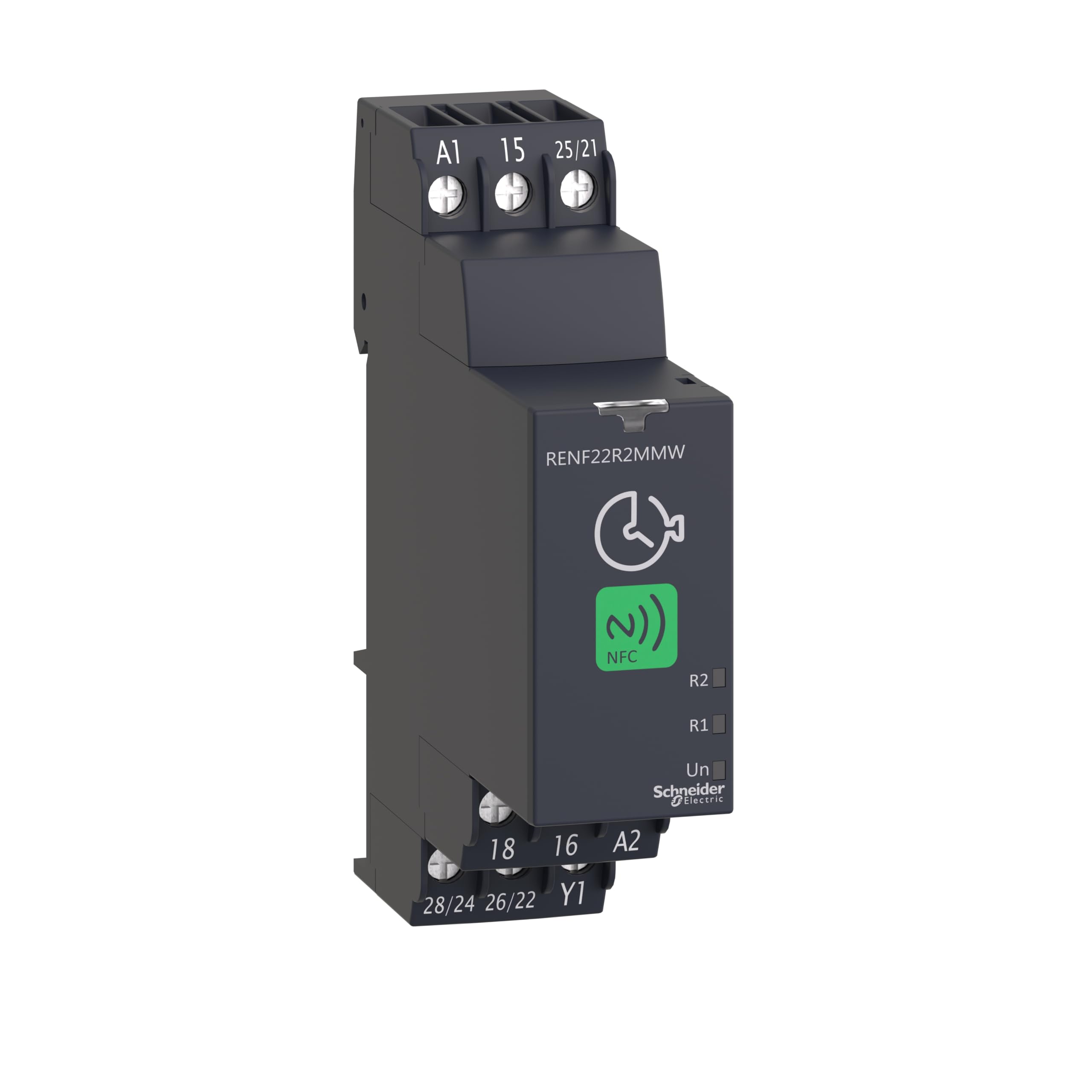 Schneider Electric - Harmony, Multifunktions-Zeitrelais, NFC-Einstellung, 0,1 s-999 h, 24-240VAC/DC, 2 W, RENF22R2MMW