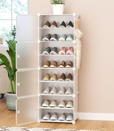 Schuhschrank-Organizer, multifunktionales modulares Würfel-Aufbewahrungs-Schuhregal mit Seitentür, für Flur, Schlafzimmer, Eingangsbereich, Wohnzimmer für alle Arten von Schuhen, abnehmbare