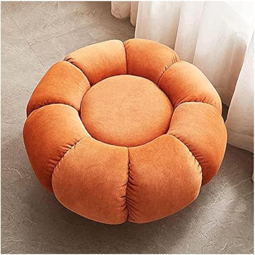 Fußhocker, bequem und hautfreundlich, Ottomane, kreativer Kürbis, Ruhefußhocker, modern, dekorativ, bequem, Pouf, Couchhocker, ergonomisch, Orange, 62 x 62 x 38 cm