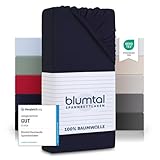 Blumtal® Basics Spannbettlaken 180x200cm Jersey im 2er Set - Spannbettlaken 180x200cm Baumwolle 100% - Oeko-TEX zertifiziertes Spannbetttuch 180x200cm - Bettwäsche 180x200 - Dark Ocean Blue - Blau