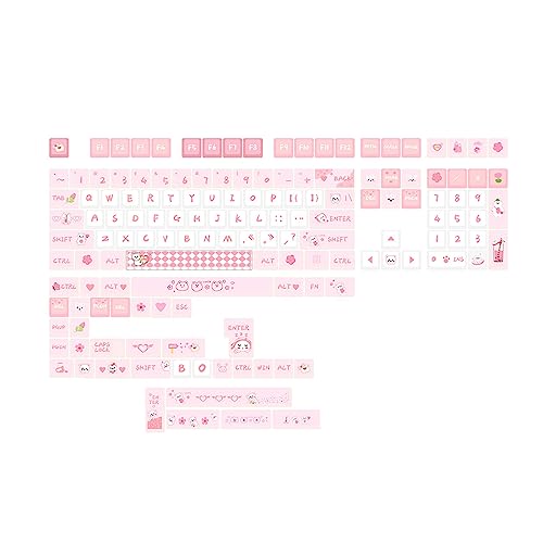 PBT-Tastenkappen, 146 niedliche Motive, Farbstoff, Sublimation, Rosa, MAD-Profil, personalisierbar, mechanische Tastaturen, Tastaturen, Set, niedliches Thema, MAD-Profil, personalisierbar, rosa