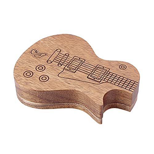 MEELYHOME handgefertigte Gitarrenplektrumbox aus Holz für Koffer, Behälter für Gitarristen, Musikliebhaber, Geschenke, zart