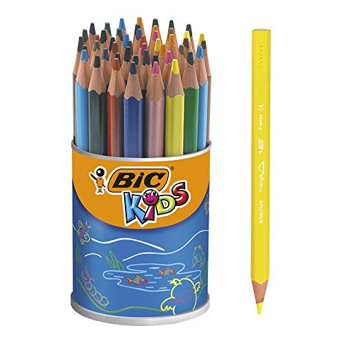 BIC 8297361 KiDS Evolution Buntstifte (dreieckig) Trommel mit 48 Stück