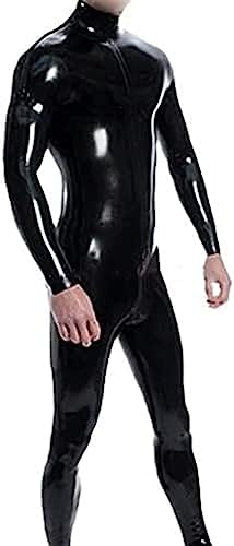 Schwarzer Herren-Catsuit Aus Latex Mit Reißverschluss, Gummi-Latex-Body Mit Reißverschluss Im Schritt, Schwarz,Schwarz,XXL