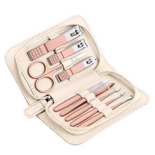 Maniküre/Pediküre Set Tragbares Nagelknipser-Set, for Graben von Ohrenlöffeln, Haushalts-Nagelknipser-Set, Box, Ms Cute Trimming, Schrägmundzange, Maniküre-Werkzeuge Nagelpflege-Werkzeuge(Beige)