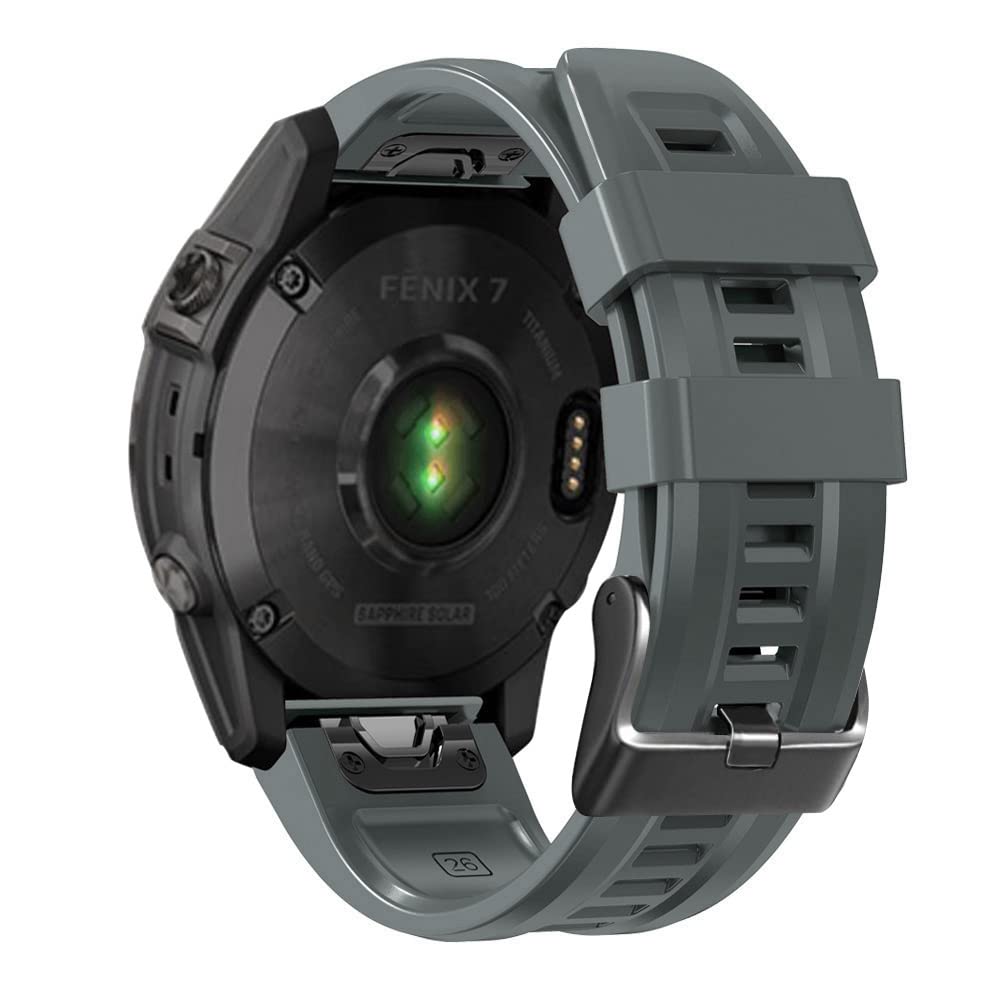 NEYENS 26 22 mm Silikon-Schnellverschluss-Uhrenarmband für Garmin Fenix 7X 6X 5X 3HR Watch Easyfit Armband für Fenix 7 6 5 Watch, 26mm Descent Mk2 MK1, Achat