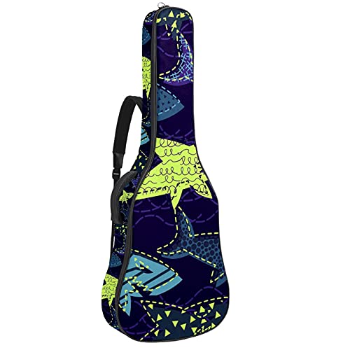 Gitarrentasche Schutz- und Transporttasche für akustische und klassische Gitarren wasserfest und gepolstert Ozean-Seehai-Muster 108.9x42.9x11.9 cm