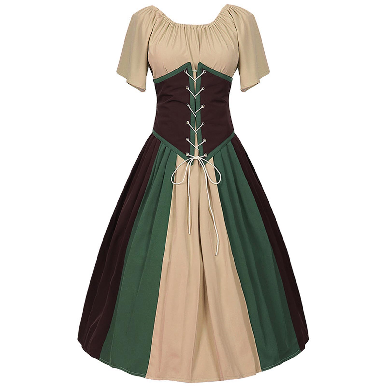 Mittelalter Kleidung Damen, Mittelalter Kleid Damen,Gothic Kleidung Damen Karneval Party Cosplay Halloween Kostüm Große Größen Trompetenärmel Renaissance Kleid Vintage Elegantes Viktorianisches Kleid